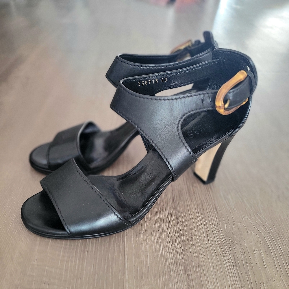 Gucci Black Nadege Heels Bamboo Buckle